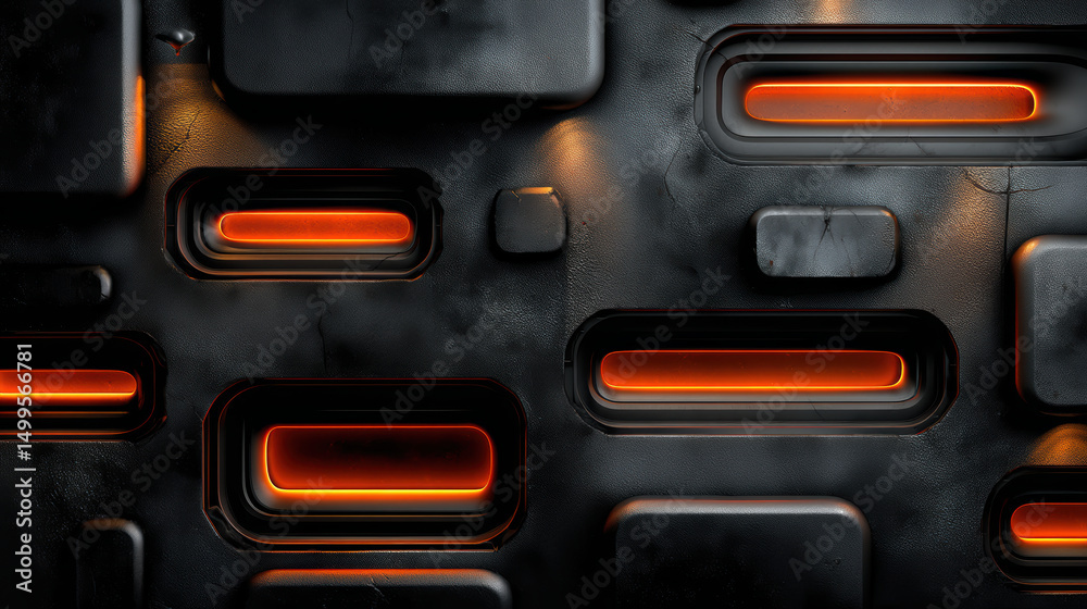Naklejka premium Dark ceramic armor surface with embedded glowing slots