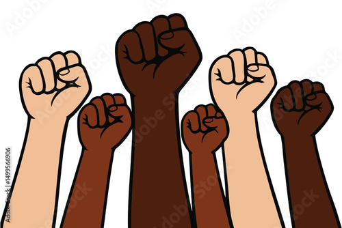 Diverse Hands Raised in Unity Showing Strength and Solidarity