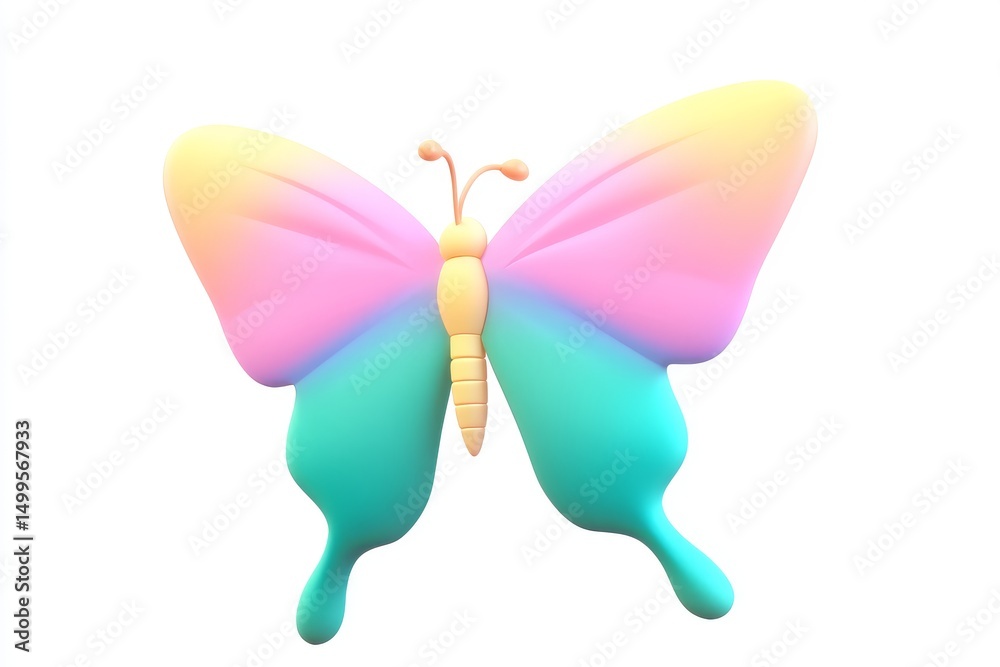 custom made wallpaper toronto digital3D cartoon butterfly kite icon in magenta and turquoise, ultra-detailed design, high-definition, isometric view.