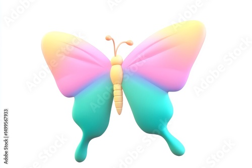 Wallpaper Mural 3D cartoon butterfly kite icon in magenta and turquoise, ultra-detailed design, high-definition, isometric view. Torontodigital.ca
