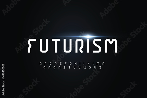 Futuristic sharp sans serif alphabet display font vector. Strong modern typeface