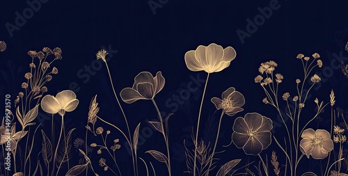 Delicate gold floral border on dark background