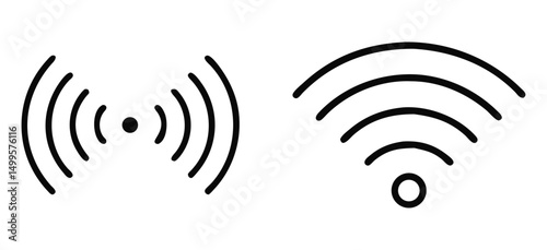 Wireless Signal Icons Wi-Fi and Radio Waves