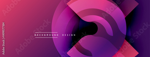 Abstract vibrant design features overlapping circles. Gradient colors blend from pinks to blues. Text reads background design. Modern aesthetic.