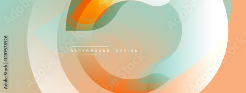 Abstract fluid shapes, soft colors blend. Modern design elements create gentle visual flow. Background suggests calm atmosphere.