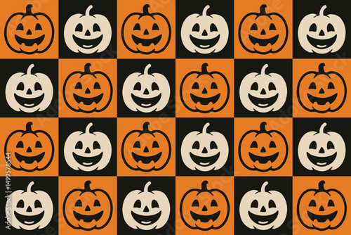 Halloween Jack OLantern Pattern Seamless Repeat Design photo