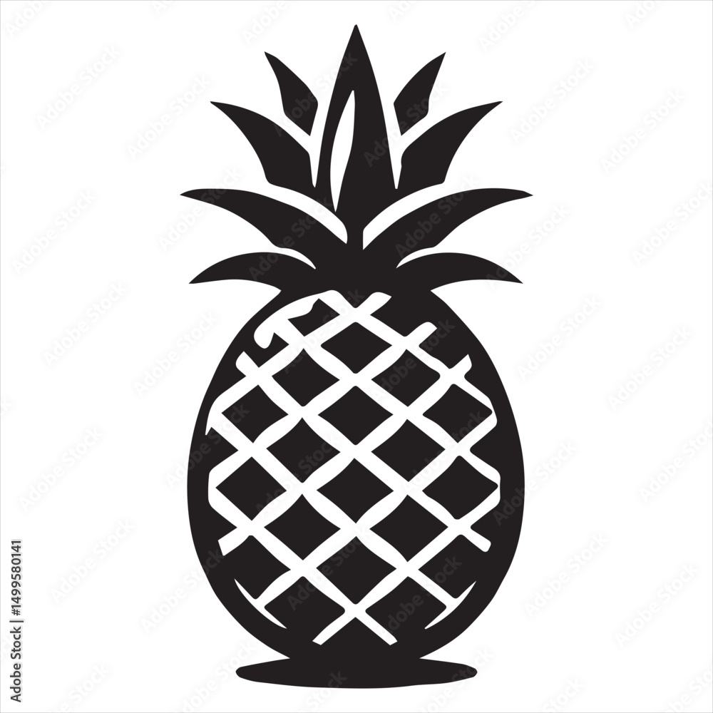 Obraz premium Pineapple Vector art illustration with leaves