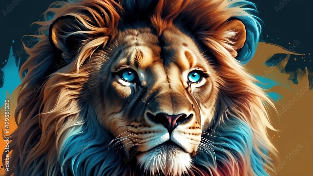 Fototapeta premium Fantasy digital art of a lion