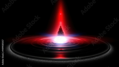 Striking red light emanating from a black hole illustrating quantum-modeled fib reinforcement pulse reader icon concept