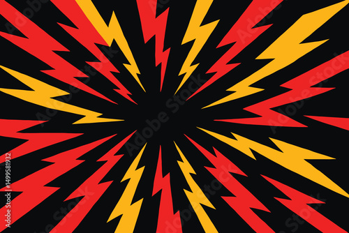Abstract Red and Yellow Lightning Bolt Burst Background