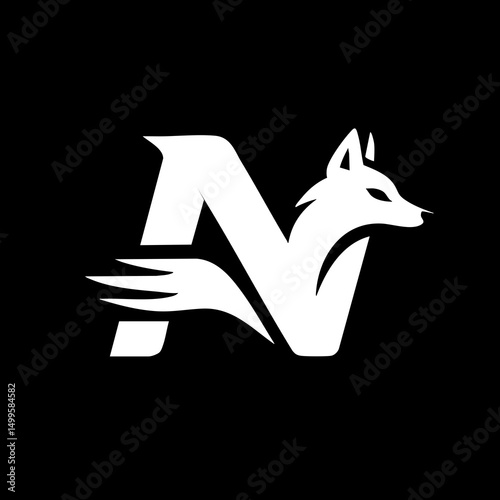 The Fox and Letter N Logo Icon Symbol Emblem