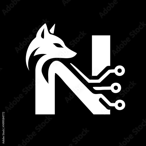 The Fox and Letter N Logo Icon Symbol Emblem
