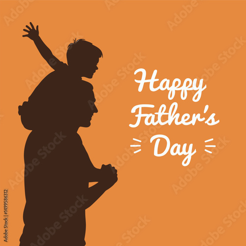 Father's Day Silhouette: A touching silhouette of a father carrying his child on his shoulders, against a warm backdrop, encapsulates the essence of Father's Day, perfect for cards, social media.