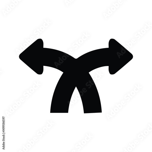 Two Way Road Icon. Two Way Intersection Illustration. Traffic Route.