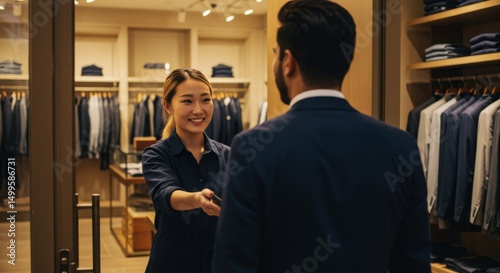 Boutique Employee Welcoming Customer