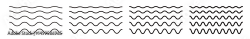 Editable zigzag line pattern with seamless wave texture. Flat vector illustration isolated on white background.