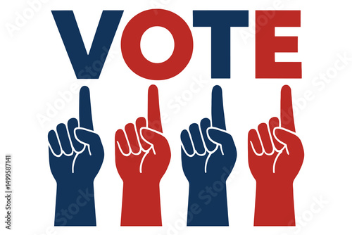 Vote Now Hands Up Graphic Design Illustration