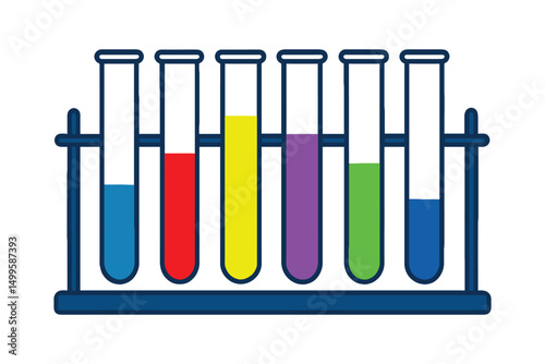 Colorful Liquids in Test Tubes on a Rack Science Experiment