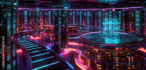 High-level data processing systems applying futuristic quantum AI evaluations visualized in responsive  networks, deep learning enhancements optimizing huge information flows rapidly.