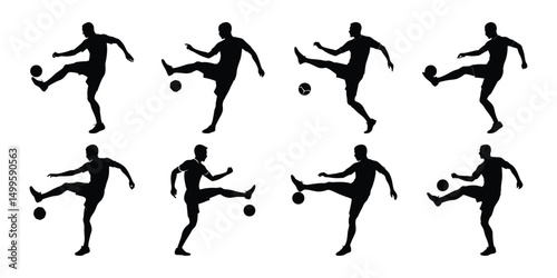 Silhouette set of people playing football soccer vector on white background, playing different positions