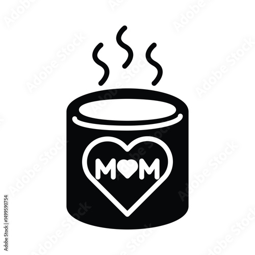  Warm coffee cup with heart and "Love Mom" text, perfect for cozy Mother’s Day themes and breakfast visuals.