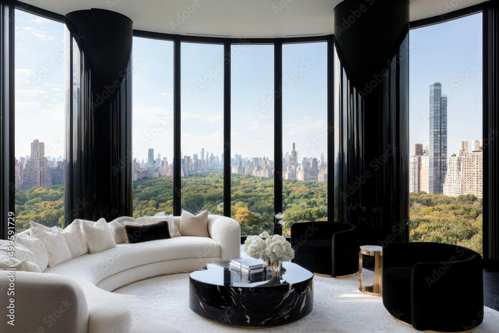 Fototapeta premium Luxurious city apartment living room