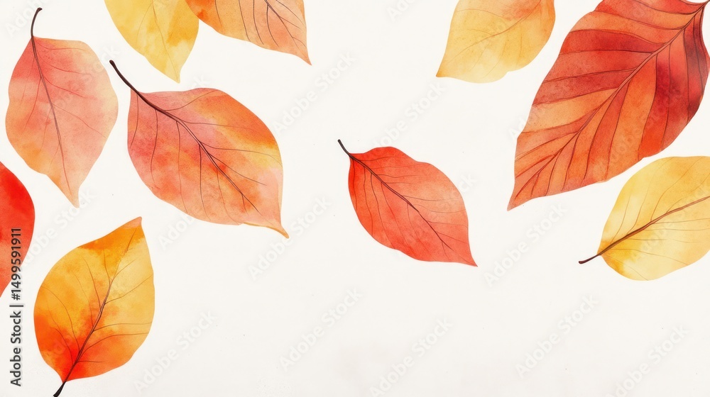Obraz premium Autumn Watercolor Leaves