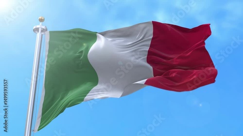 Italy Realistic Waving Flag Animation Loop