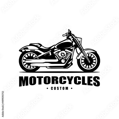 black custom chopper motorcycle vector illustration logo design