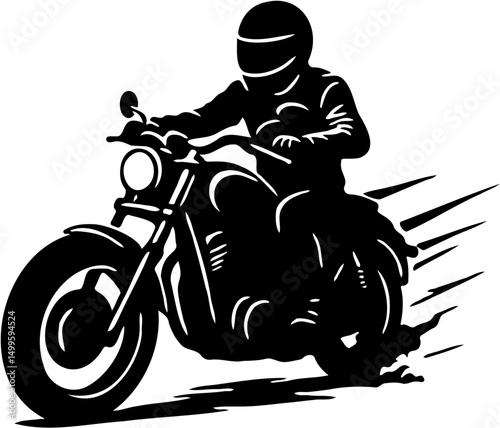 silhouette vector illustration of a person riding a motorbike