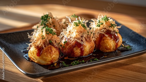 Wallpaper Mural Delicious Takoyaki Octopus Balls with Bonito Flakes on Plate Torontodigital.ca