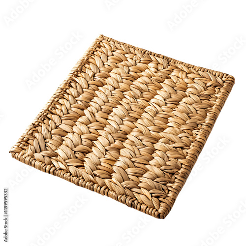 Contemporary Eco Straw Mat Featuring a Natural Wove Isolated on Transparent Background