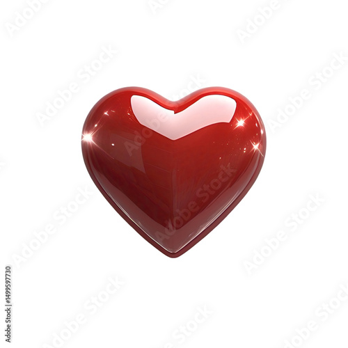 captivating image of a glossy red heart symbol in isolated white, radiating warmth and affection.