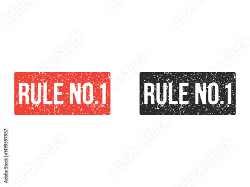 rule no 1 rubber stamp, vintage, grunge, misprinted or eroded tag, isolated on transparent background