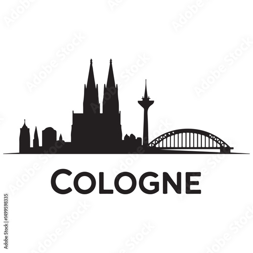 Vector Cologne skyline. Travel Cologne landmarks. Business and tourism concept for presentation, banner, website. Vector black silhouette. with white background