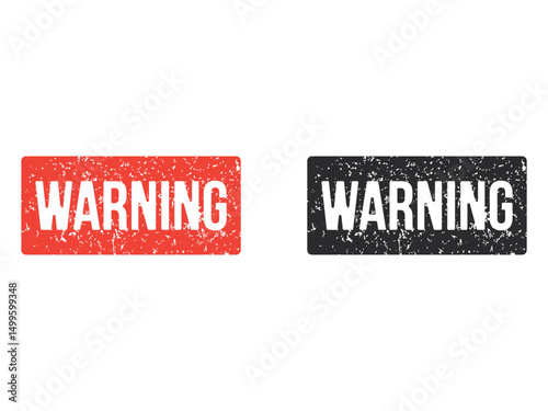 warning rubber stamp, vintage, grunge, misprinted or eroded tag, isolated on transparent background