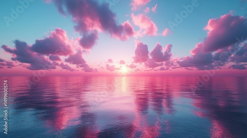Pink sunset over a calm sea