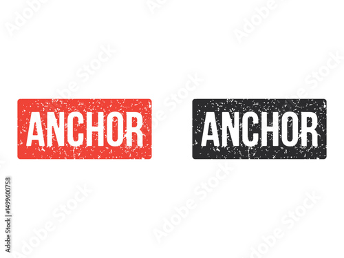 anchor rubber stamp, vintage, grunge, misprinted or eroded tag, isolated on transparent background