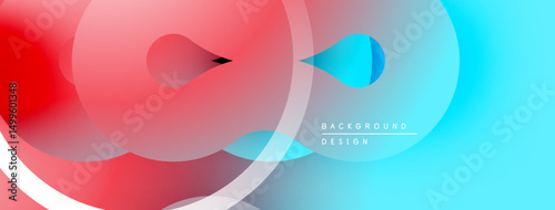 Abstract fluid shapes, vibrant colors blend. Red transitions to blue, creating dynamic visual effect. Modern design element.
