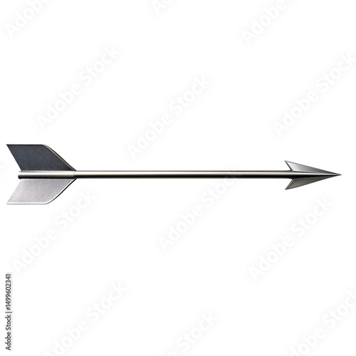 Sleek Arrow with Subtle Shadow in Silvergrey Color Isolated on Transparent Background photo