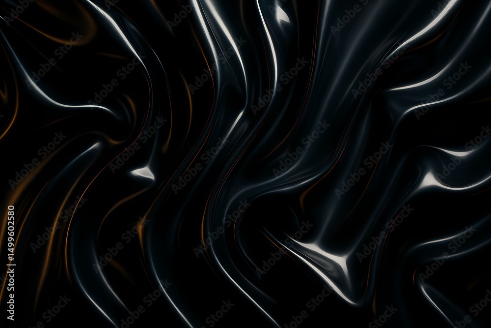 Obraz premium Abstract luxurious black silk with a silver silk-like smooth texture.