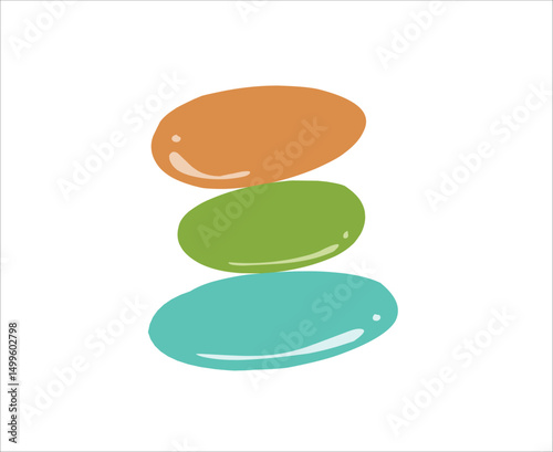 zen stones illustration with colorful shape