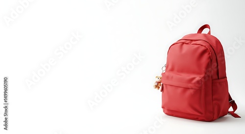 red backpack on white background