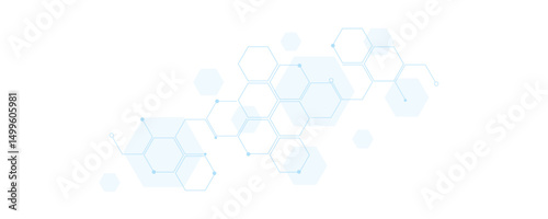 Futuristic molecule structure abstract hexagonal network background for technology and medical science design.