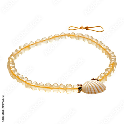 Elegant Anklet with Finely Strung Translucent Shell Isolated on Transparent Background