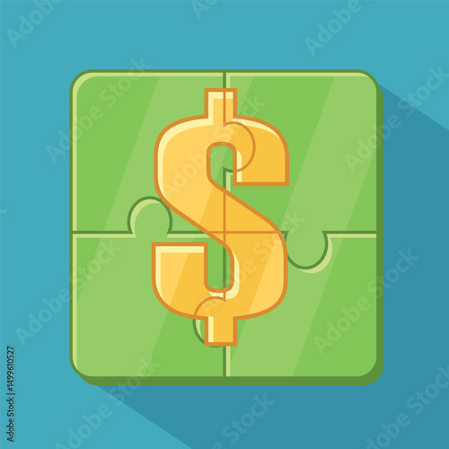 Vector illustration of a puzzle pieces with dollar sign