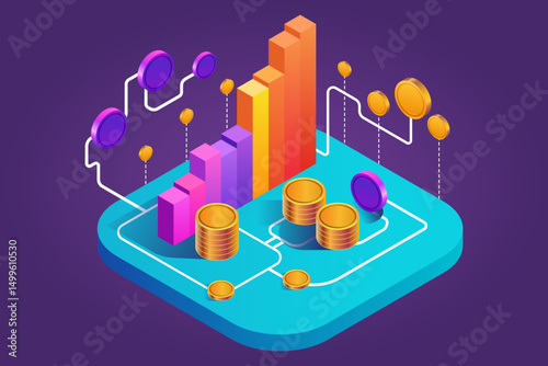 Isometric finance investment vector graphics