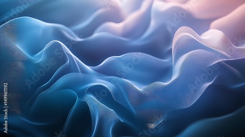 Abstract waves of smooth colors flow in a gentle gradient, creating a serene visual experience in a soft lighting setting. Generative AI