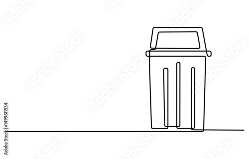 One line drawing trash bin clean environment vector, One continuous line drawing of garbage container, Plastic recycle waste dustbin in simple linear style.