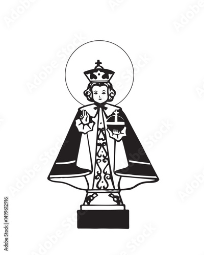 Infant of Prague Illustration Child Jesus catholic religious vector